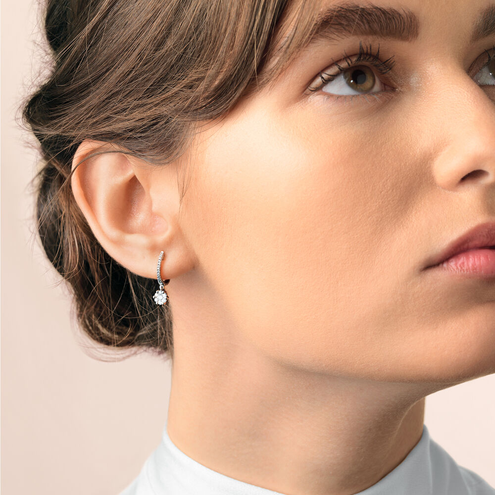 Daisy 18ct White Gold Diamond Hoop Earrings | Annoushka jewelley